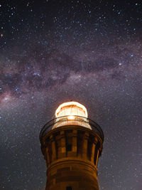 Low angle view of building against sky at night