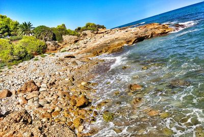 Scenic view of sea against clear sky