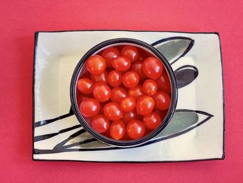 Directly above shot of food in bowl on table