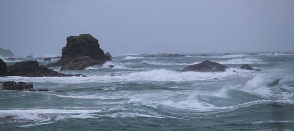 Scenic view of sea against clear sky