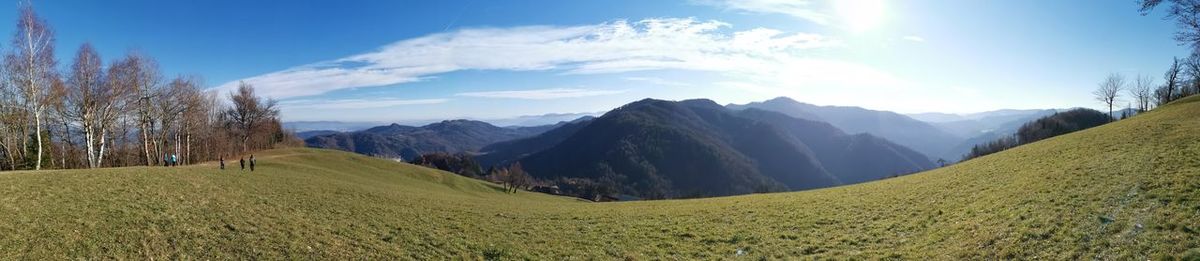 Panoramic view of landscape and mountains against sky