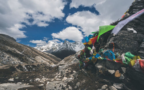 Scenic view through the trail in yading nature reserve,sichuan china