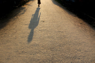 Low section of man walking on street