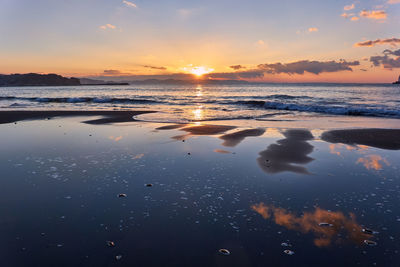 Scenic view of sea against sky during sunset