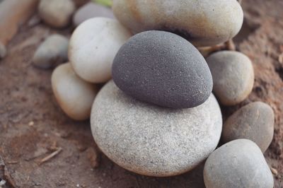 Close-up of stones on pebbles