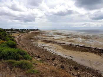 Scenic view of beach against sky