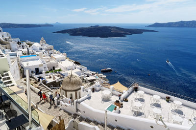 High angle view of sea against sky