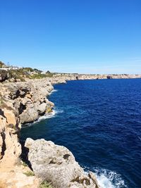 Scenic view of sea against clear sky