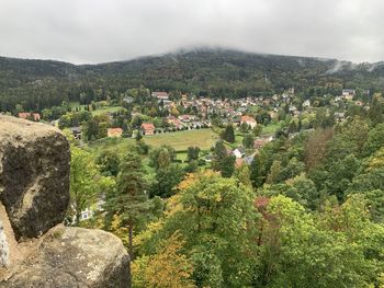 Scenic view of townscape against sky