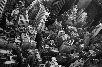 High angle view of modern buildings in city