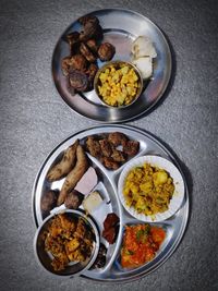 High angle view of food on table