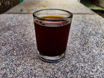 High angle view of coffee on table