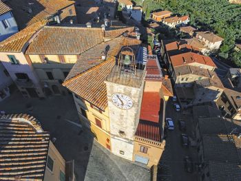 High angle view of buildings in city