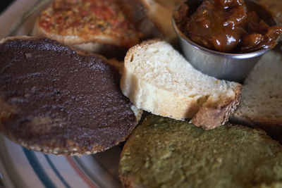 Close-up of meat in plate on table