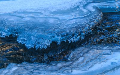 High angle view of frozen sea