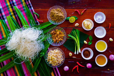 High angle view of food on table