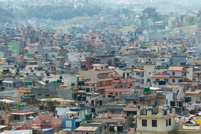 High angle view of townscape against sky