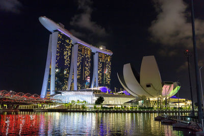 Illuminated modern building in city at night