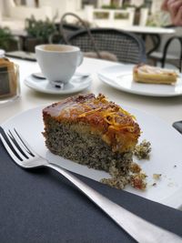 Close-up of food in plate on table