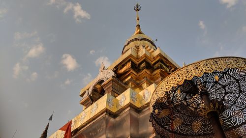 Low angle view of temple against sky