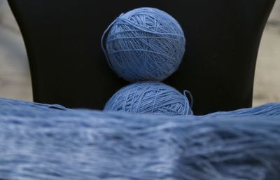 Close-up of wall balls and a skein