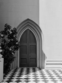 Closed door of building
