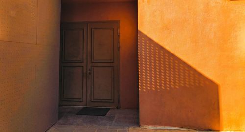 Closed door of building