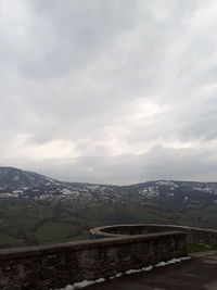 Road by mountain against sky