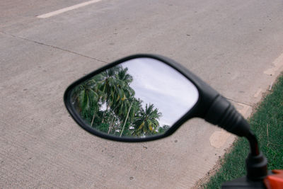 High angle view of side-view mirror