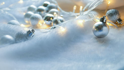 Close-up of christmas decoration on table