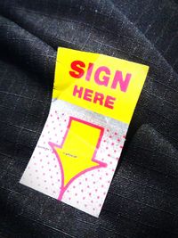 High angle view of text on paper