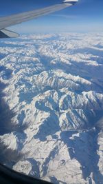Aerial view of snow covered landscape