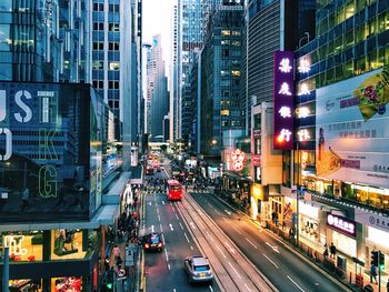 High angle view of traffic on city street