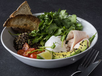 Close-up of food served in plate