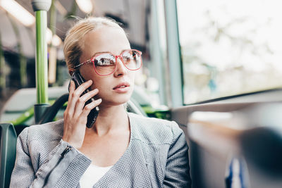 Young woman wearing sunglasses