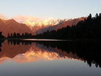 Reflection of snow covered mountains in the lake