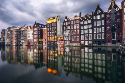 Reflection of buildings in water