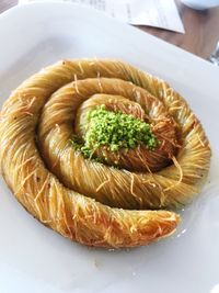 High angle view of food in plate