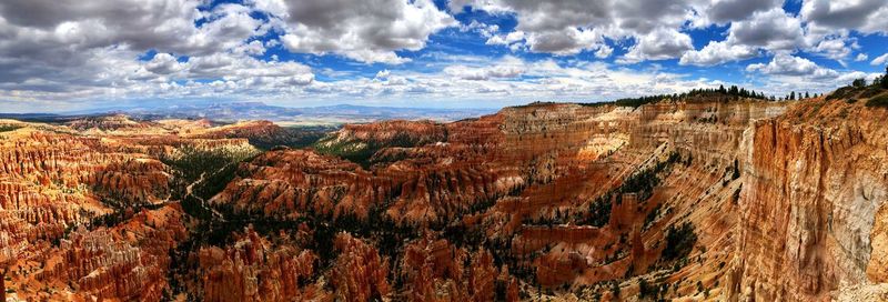 Panoramic view of landscape against cloudy sky