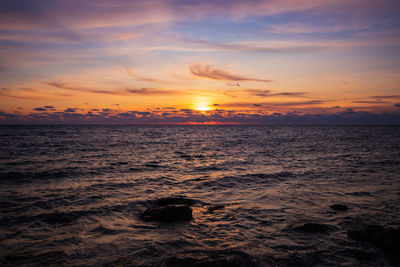 Scenic view of sea against sky during sunset