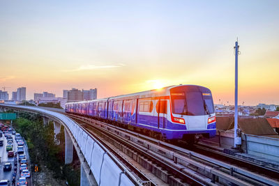 Bts sky train on bangkok, thailand