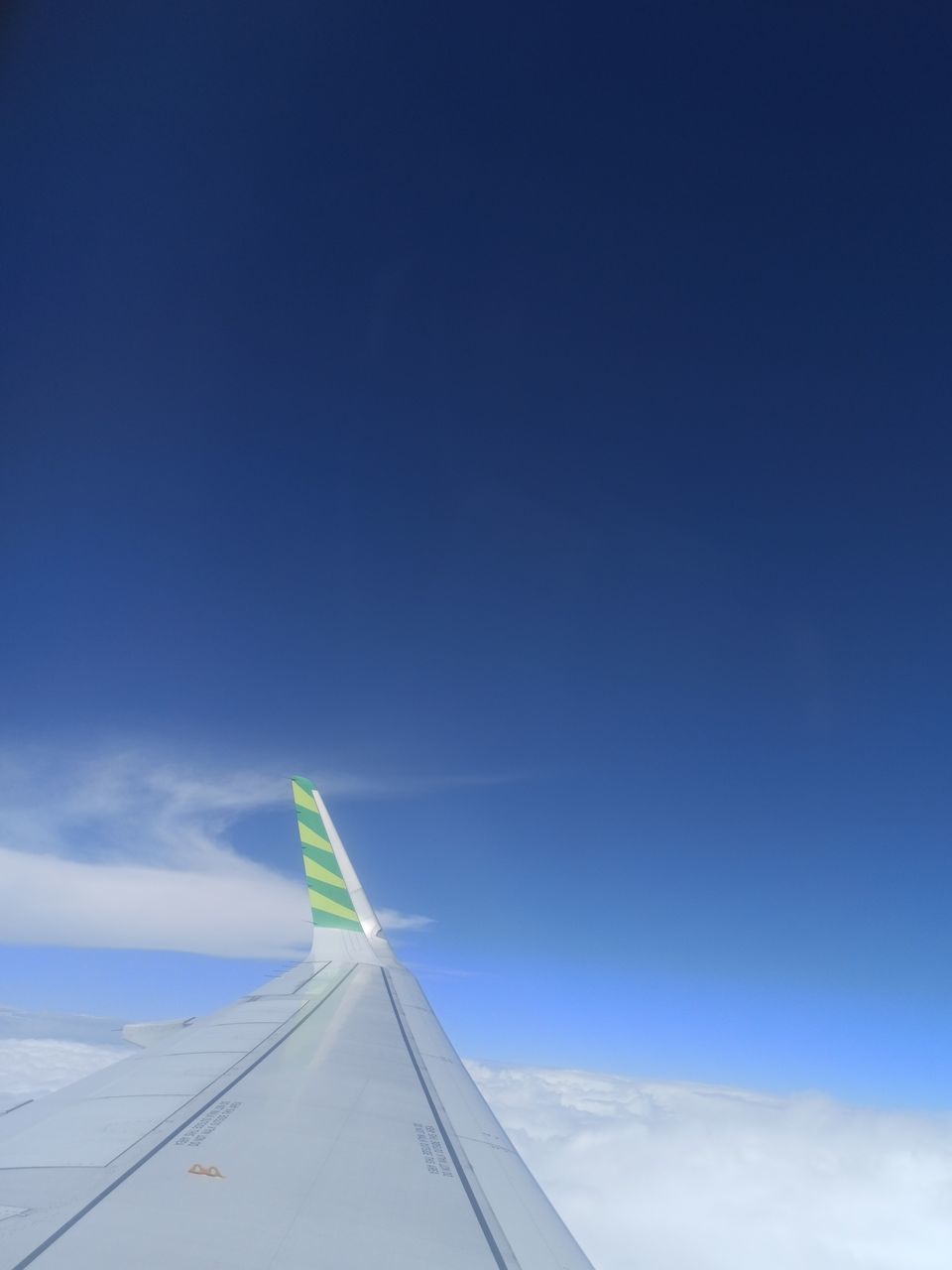 AIRPLANE WING AGAINST SKY