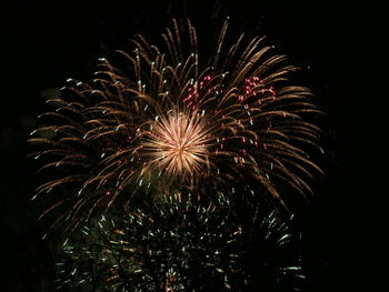 Low angle view of firework display at night