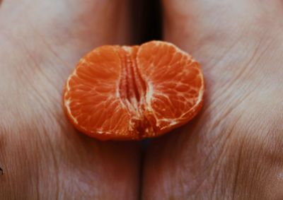 Close-up of orange fruit on table