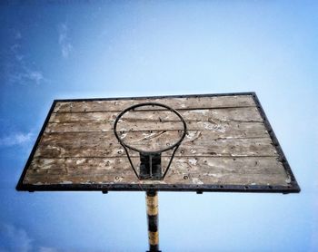 Low angle view of basketball hoop against sky