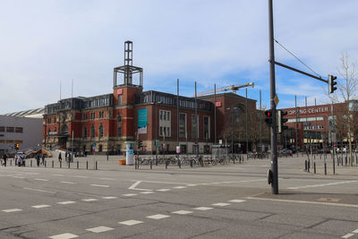 View of city street against sky