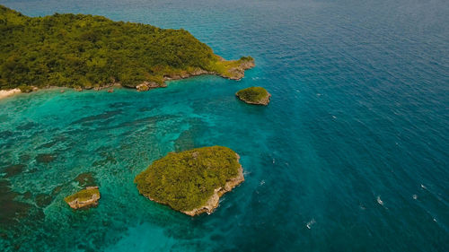 Aerial view of beautiful tropical island with with azure water,boracay. 