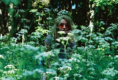 Portrait of man in forest