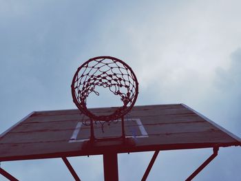 Low angle view of basketball hoop against sky