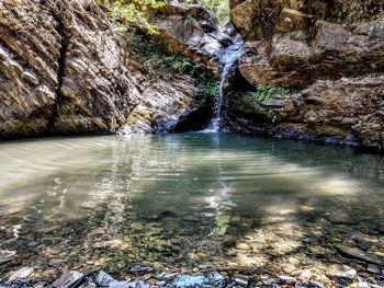 River flowing through rocks in forest